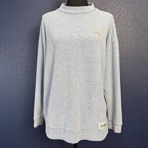 Victoria’s Secret Pink Sweatshirt Dog Preppy Terry Pullover, Blue, Size Medium